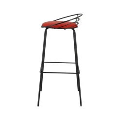 Yaël Carrier® Tabouret haut français rembourré en métal et simili