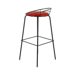 Yaël Carrier® Tabouret haut français rembourré en métal et simili