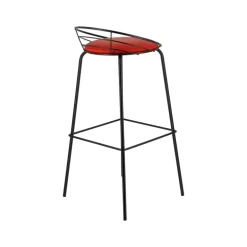 Yaël Carrier® Tabouret haut français rembourré en métal et simili