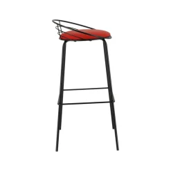 Yaël Carrier® Tabouret haut français rembourré en métal et simili