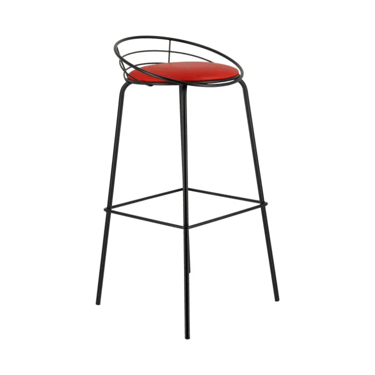 Yaël Carrier® Tabouret haut français rembourré en métal et simili