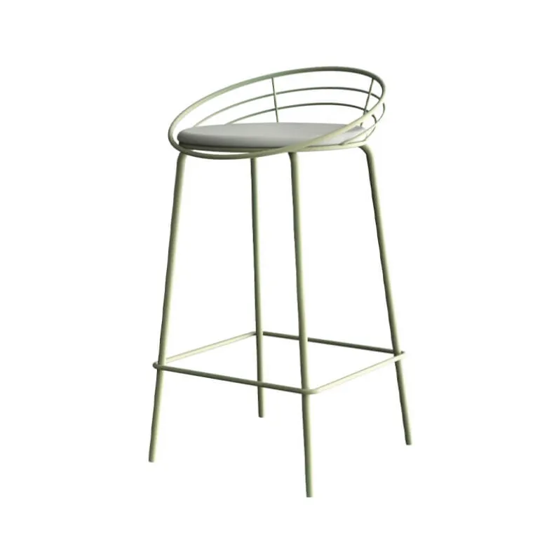 Yaël Carrier® Tabouret haut français rembourré en métal et simili