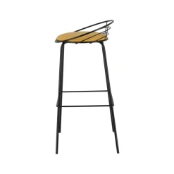 Yaël Carrier® Tabouret haut français rembourré en métal et simili