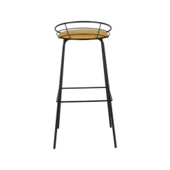 Yaël Carrier® Tabouret haut français rembourré en métal et simili